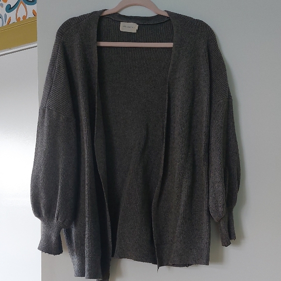 Wilfred Sweaters - Dreamers Dark Gray Charcoal Knit Open Cardigan With Balloon Sleeves Size XS